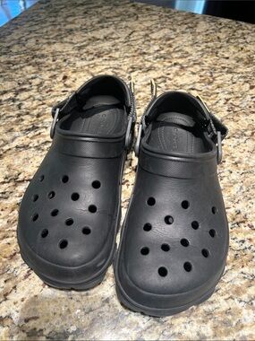 CROCS Men's Classic Black Clogs with Heel Strap